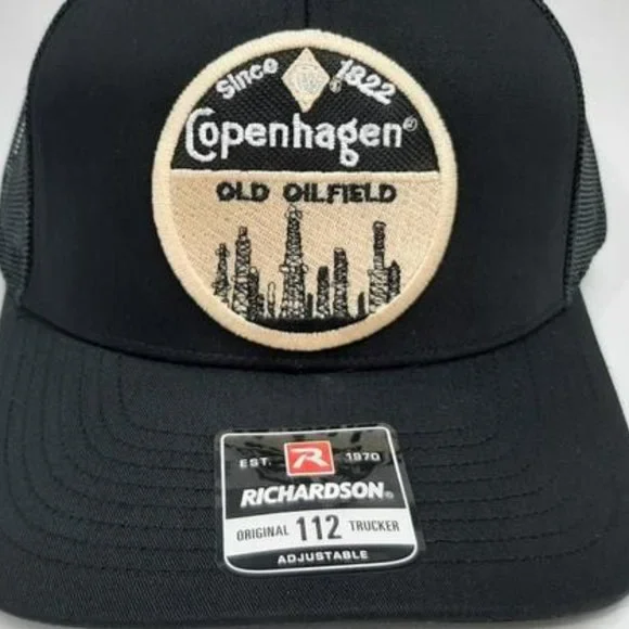 Retro Vtg Richardson 112 Copenhagen Oil Embroidered Patch Mesh Trucker Hat Snuff Vintage Retro Copenhagen Small Logo Embroidered Patch  main image 2